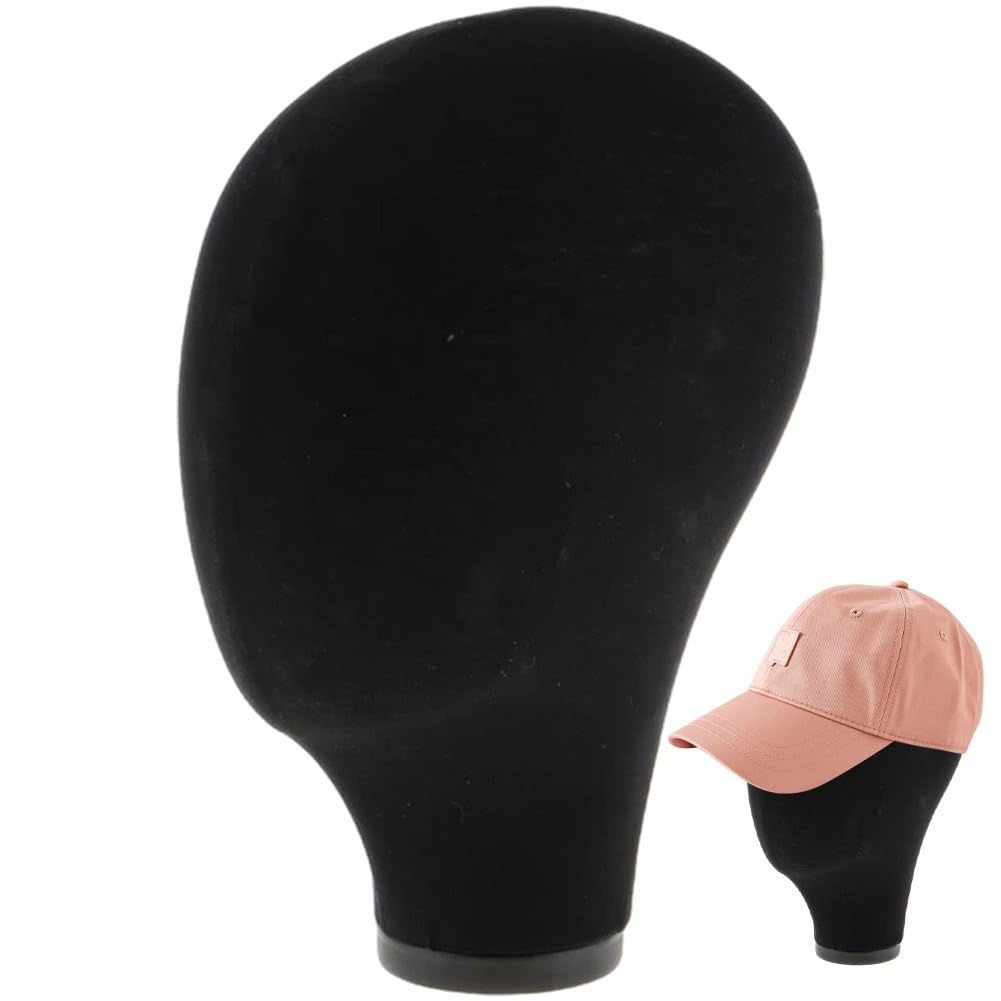 Soporte para pelucas de lienzo de 21 pulgadas que evita caídas con base de madera de corcho