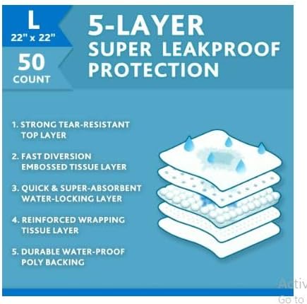 Vibrant Life~Training Pads – Super Absorbent, Leak Proof, & Fast Dry Dog and Puppy Pee Pads ~ L 22 in x 22 in, 50 Count~Pack of 2