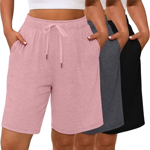 3 Pack Plus Size Bermuda Shorts for Women Comfy Loose Casual Drawstring Sweat Pants with Pockets XL-5XL