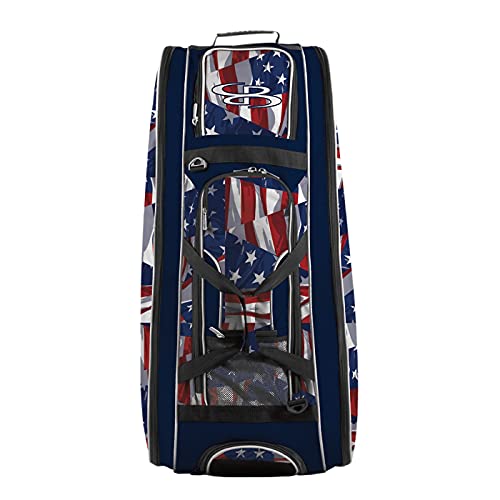 Boombah Beast Rolling Bat Bag 2.0-40" x 14" x 13" - USA Independence Navy/Red/White - Holds 8 Bats, Glove and Shoe Compartments