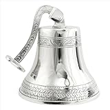 Silversmith Penciled Metal Carved Beautiful Aluminum Brushed Nickel Decorative Bell | Nursery Pirate's Decor Boat Bell | Nagina International (11 Inches, Aluminum)