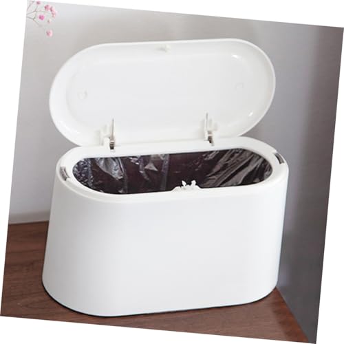 Pequeña caneca de basura rectangular blanca para escritorio miniatura 4