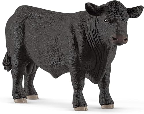SCHLEICH Farm World, Realistic Animal Toys for Kids Ages 3 and Above, Black Angus Bull Cow Toy Figure