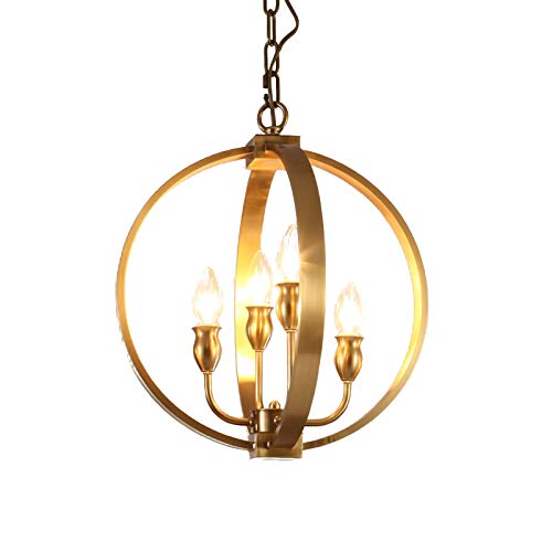 Suspension cage de style ferme pour îlot de cuisine et salle à manger, luminaire bronze 4 feux