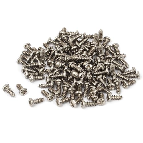 TA-VIGOR 100Pcs Self Tapping Screws, M3 Phillips Pan Head Screw, 8mm Round Head Tapping Screws, Metal Machine Wood Fasteners Bolts for Wood, Drywall, Furniture, Repairing