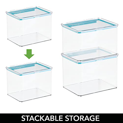 Mdesign Airtight Stackable Kitchen Pantry Cabinet Food Storage Container - Attached Hinged Lid - Compact Bin For Pantry, Refrigerator, Freezer - Bpa Free, Food Safe - Holds 2 Quarts - Clear #TOP4