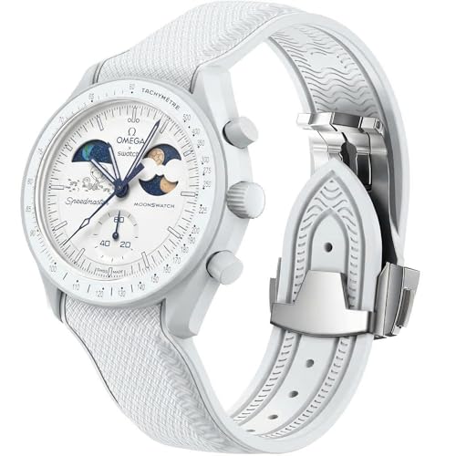 Image of Strap for Omega x Swatch MoonSwatch Watch 20mm,Folding Buckle Band Compatible Omega X Swatch Moonswatch Speedmaster,Curved No Gap Replacement Strap for Men Women