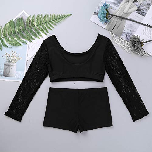 Image of Agoky Kids Girls 2PCS Sports Outfits Ballet Gym Sequins Mermaid Tank Top Shorts Set Tankini Swimwear Gymnastics Tracksuit