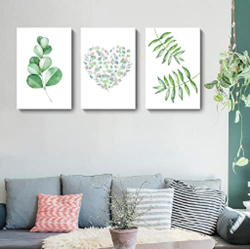 Toile peinture feuille verte style européen pour salon et hôtel 60x80cm sans cadre