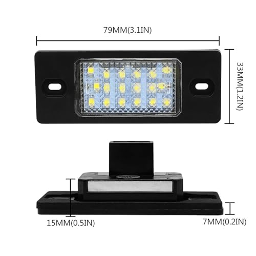 Luces LED de matrícula para Golf 4 5 y Passat B5 pack de 2 lámparas traseras blancas 3