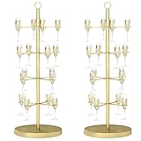 lukar 2Pcs Cocktail Tree Stand,Gold Champagne Tower Stand for Drinks Holder,4 Tier Champagne Flute Holder,16-Holders Martini Tree Stand for Wedding,Birthday Party & Celebration
