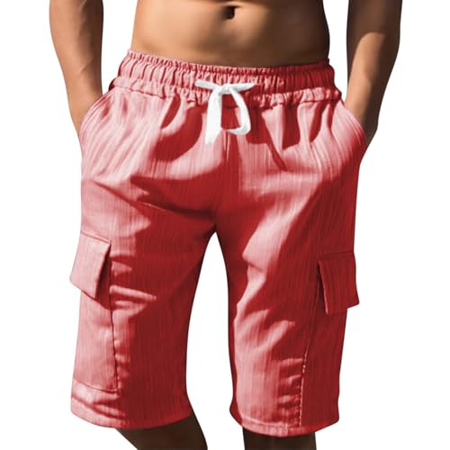 Xiaojmake Mens Linen Shorts 9 Inch Quick Dry Beach Board Short Hawaiian Tropical Swimwear Bathing Suit Swim Short with Pocket