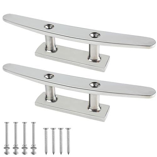 ORLANG 6 Inch 316 Stainless Steel Boat Cleats, Open Base Dock Cleats with Installation Accessories Screws, Boat Dock Cleats Rope Cleat for Boat Docks, Decks or Nautical Decor (2 Pack) by ORLANG - Used condition - US$22.60