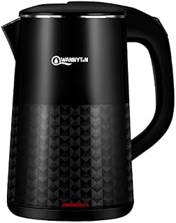 WANNYTON Stainless Steel Electric Kettle, Black Kettle Fast Boil Kettle Electric Cordless Water Boiler, Tea Kettle, Double Wall Design, Auto Shut-Off, Boil Dry Protection, BPA Free, 1.8 Litres, 1800W
