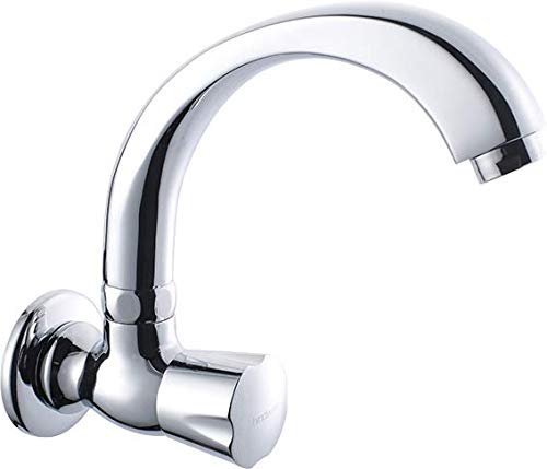 Hindware Contessa NEO F730024CP Brass Sink Cock with Swivel (Wall Mounted) (Chrome, Silver)