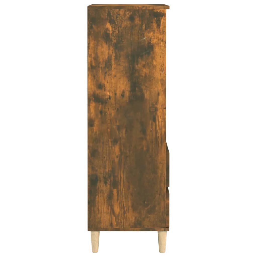 Credenza Rovere Marrone 40x36x110 Cm In Legno Multistrato - 3 Ripiani E 2 Cassetti, Per Soggiorno, Cucina, Ufficio