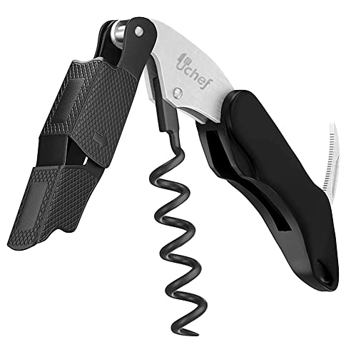 La Mejor Lista de Sacacorchos los más recomendados. 46 U Chef Sacacorchos de acero inoxidable, destapador/destapa corchos multifuncional premium color negro, saca corchos profesional perfecto para destapar botellas de vino, cervezas y...