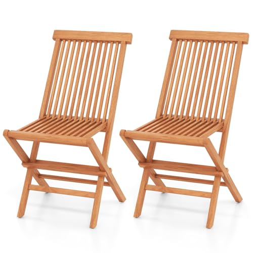 LDAILY Teak Folding Patio Chairs