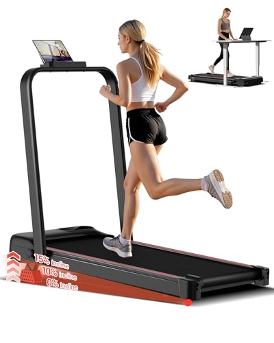 UMAY 4 en 1 Cinta de Correr Plegable con Inclinación, Walking Pad,Amortiguación y Motor Silencioso de 2,5CV Cinta de Andar Plegable Puede Soportar 136 KG