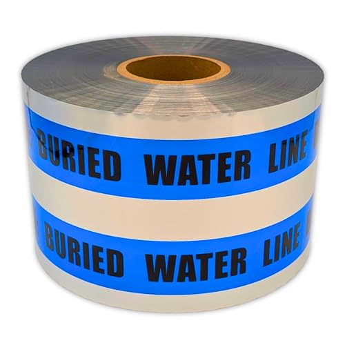 ACE Supply Underground Water Line Detectable Tape - Detectable Underground Tape - 6 Inch x 1000 Ft Length, 5 Mil - Buried Water Line Utility Marking Tape