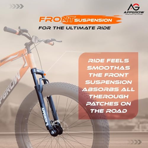 Image of Appgrow Fat tyre Cycle in Jaguar Frame in Extra Fat Tyres of 26 * 400 with Front Suspension Fork with Dual disc Brakes in Single Speed