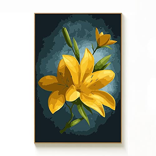 Kit diamant peinture fleurs jaunes 70x160cm grand format pour salon