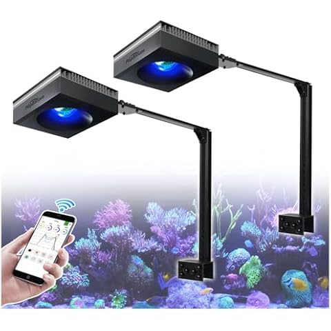 PopBloom HertzRL90 WiFi Reed LED Aquarium Light for Coral, Smart APP Control LED Aquarium Light for 120cm 48inch 4ft Saltwater Coral Marine Tank Cover