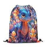 Homewish Zaino con coulisse Magic Dragon per lo sport, borse con coulisse pterosauro, Marrone sabbia, 33cmx40cm