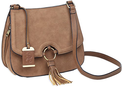 Bulldog Cases Concealed Carry Purse with Holster Cross Body Style- Camel Suede