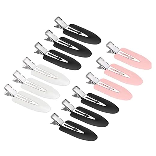12 stycken inga böjningar lockklämmor hårklämmor stift för frisyr lugg vågor smink applikation (svart, vit, rosa)