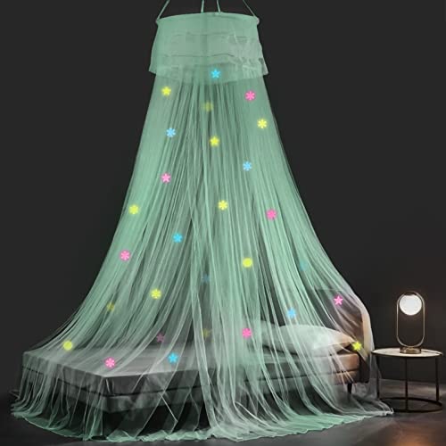 Forhome Mosquitera con Diseño de Estrellas y Copos de Nieve, Mosquitera para Cama Individual, Cama Doble, Cuna, puede utilizar para Decorar la Habitación y Prevenir Insectos