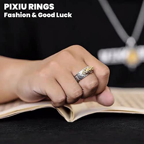 HETICA Feng Shui Pixiu Mantra Amulet Lucky Adjustable Ring Buddhist Good Luck Mantra Double Protection Wealth Love Health Ring Vintage Ring Jewelry Gift4