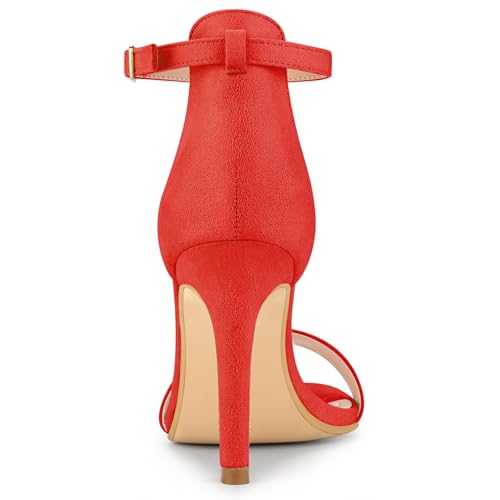 Allegra K Allegra K Women's Suede Ankle Strap High Stiletto Heels Orange Sandals 6 M US