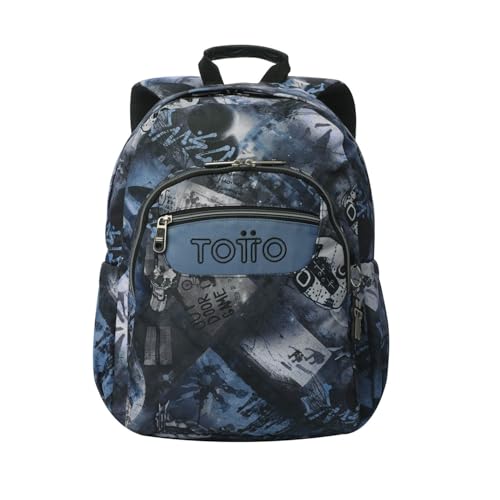 TOTTO - Mochila Escolar Adaptable a Carro, Modelo Acuareles, Capacidad 20 L, Bolsillo para Pc 14", 2 Bolsillo Botella, Espaldar Ergonómico con Flujo de Aire, Cómodas Correas en S, Estampado Film