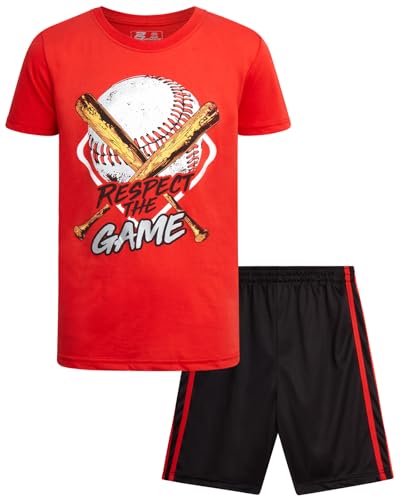 Image of Pro Athlete Active Boys Short Sets - 2 Piece Performance Crewneck Short Sleeve T-Shirt and Shorts Boys Athletic Sets (8-16)