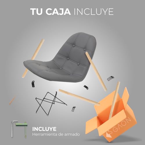 كرسي من جاون لغرفة الطعام والمكتب وغرفة النوم وغرفة الملابس، يتميز بتجميع سريع وتصميم إرجونومك وهيكل معدني قوي، مصنوع من الجلد الصناعي، باللون الرمادي