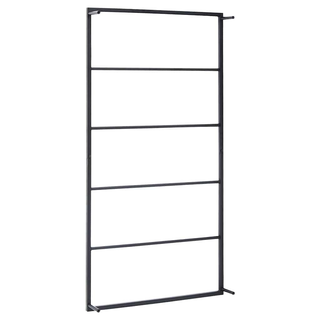 Handtuchständer Schwarz aus Stahl 60x10x116 cm mit Ablage für Bad und Küche, Wandhalterung zum Aufhängen und Trocknen von Handtüchern, schwenkbar und stabil