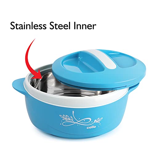 Image of CELLO Sapphire Insulated Casserole Hot Pot Case Set of 3 Pcs (500ml, 1000ml, 1500ml) Blue | Double Wall Insulated Hot Pot Case Keeps Food Fresh & Hot for Long Hours | Casserole Set for Roti & Rice