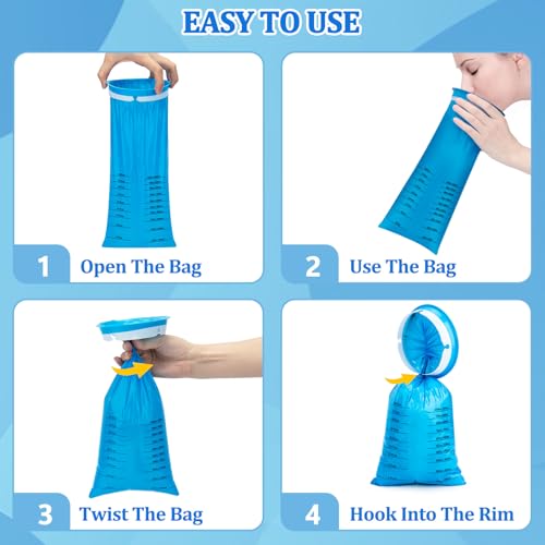 Image of 25 Pack Vomit Bags Disposable, Emesis Bags Portable, 1000ml Throw-Up Leak-Proof - Blue Barf & Puke Bag for Cars, Travel, and Planes