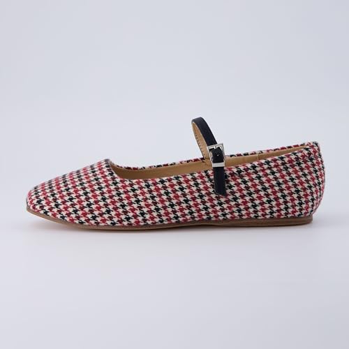 CUSHIONAIRE Women's Sleeper Mary Jane Flat with +Memory Foam and Wide Widths Available, Burgundy Wool Plaid 9 W by CUSHIONAIRE - Used condition - Image 2