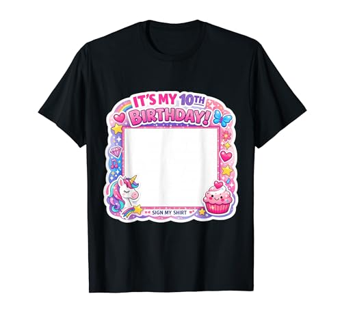 It's My 10th Birthday Party Sign My Shirt 10�΂̏��̎q T�V���c