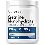Bucked Up Pure Micronized Creatine Monohydrate for Women and Men - Easy to Mix and Unflavored - 5G Per Serving - 60 Servings - 300 Grams Per Container