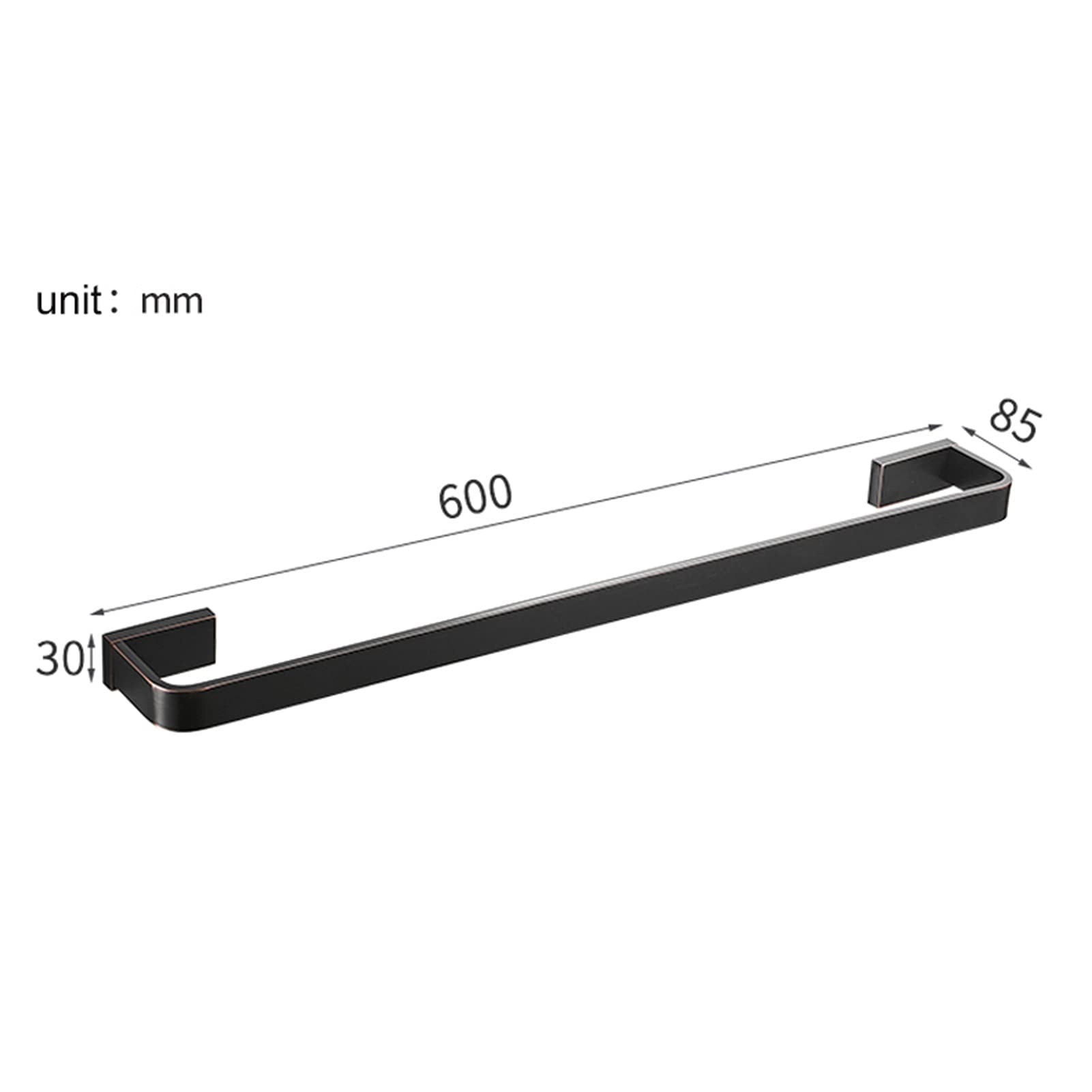 Black Solid Copper Ręcznik Bar 60cm / 23.6inch, Retro Ręcznik na ścianie Ręcznik do sprzętu łazienkowego i Kuchnia, Szczotkowane Wykończenie Pojedyncze Rack Ręcznika
