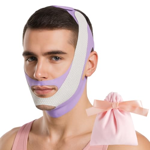 GGUFAY Mascarilla reductora de papada en forma de V para mejillas, levantamiento de mentón con estiramiento facial, vendaje para estiramiento facial, lista para
