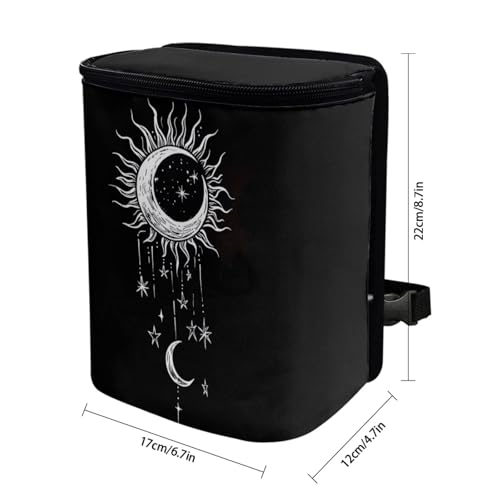 Image of DISNIMO Galaxy Sun Moon Car Trash Can with Lid, Car Accessories Leak-Proof Waterproof Car Garbage Bin Collapsible Portable Car Storage Organizer Trash Bag for Car SUV Trucks