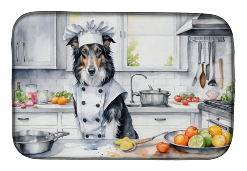 Caroline's Treasures DAC6214DDM Borzoi The Chef Dish Drying Mat Absorbent Dish Drying Mat Pad for Kitchen Counter Dish Drainer Mat for Countertop, 14 x 21", Multicolor