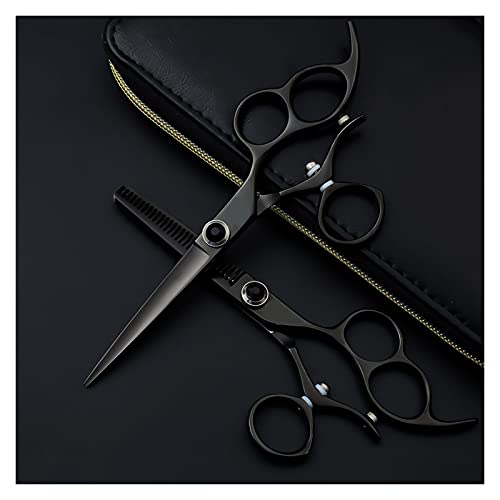 Ciseaux de coiffure amincissants 6,0 pouces au design noir ergonomique - 3