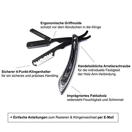 Präzises Premium-Rasiermesser + Hochwertiges Echtleder-Etui + Einfache Anleitungen + Scharfe Wechselklingen | urwunder Shavio 2.0 | Perfekt rasieren - Image 4