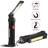  SunTop LED Arbeitsleuchte Taschenlampe Werkstattlampe Inspektionsleuchten Superhelle COB LED Camping Lantern Handlampe Campinglampe mit Magnet Clip USB-Ladekabel