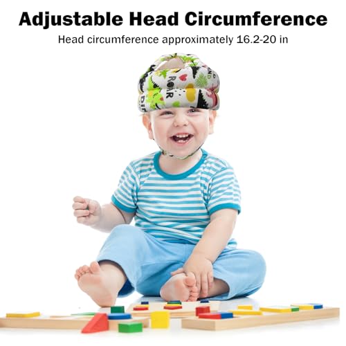 Image of Baby Head Protector Baby Helmet for Crawling Walking, No Bumps Safety Head Adjustable Protective Cap for Walking, Playing (Dinosaur C)